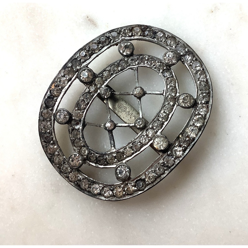 Antique Fishel Nessler FN Co Art Deco Rhinestone Buckle Shoe Clip - Picture 3 of 5